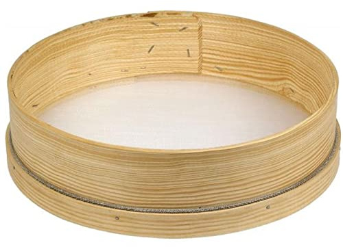 Tradineur - Tamiz de madera, malla fina, diseño tradicional, adecuado para tamizar harina, azúcar, trigo, arena, colador para repostería, 28 cm