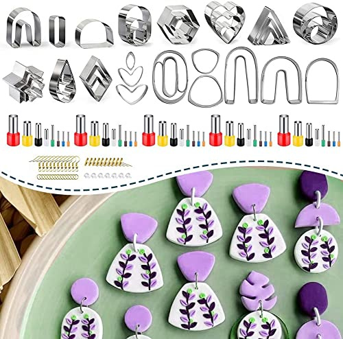 BakerMiche Polymer Clay Ausstecher Ohrringe, 126 Stück Polymer Clay Cutter, Polymer Ton Ausstecher, Mini Ausstecher Edelstahl für DIY Schmuckherstellung, Fondant Backen, Keramik, Kekse