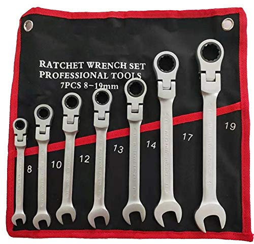YyDDs Universal Tools 7 Teile/Set Flexibler Kopf Ratschen-Maulschlüssel Handwerkzeug-Kits, Handschlüssel 8/10/12/13/14/17/19 mm