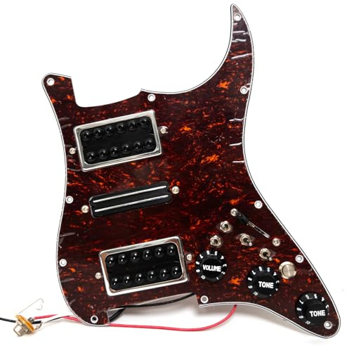 HSH Vorverdrahtetes Stratocaster-Pickguard-Set, Spule, geteilt, Humbucker-Tonabnehmer, geladener Stratocaster-Gitarren-Stummschalter, Ausgang, Stummschalter für Fender American/Mexican Stratocaster