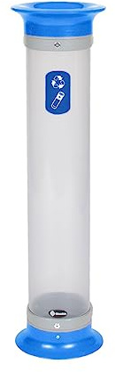 Glasdon Contenedor de pilas Vision™ 15 (3 colores) – Recolector de residuos de pilas pequeño – Tubo de recogida de pilas transparente compacto de 15 litros (Azul)