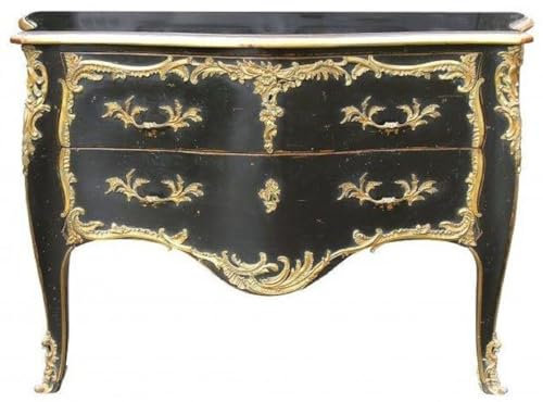 Casa Padrino cómoda Barroco con 2 cajones Negro Antiguo/Oro - Cómoda de Madera Maciza Hecha a Mano en Estilo Barroco - Muebles barrocos Hechos a Mano - Noble y Magnífico