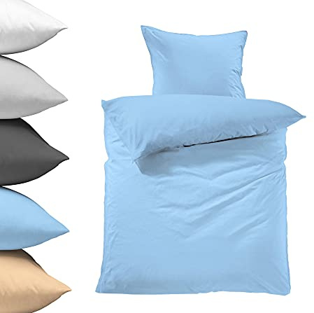 Lavea Kinder-Bettwäsche, 100x135 cm, Delphinblau, Serie Jasmin - kuschelig weich - 1x Bettbezug + 1x Kissenbezug 40x60 cm - Ganzjahres Bettwäsche-Sets