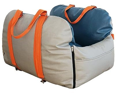 PJDDP Hunde-Autositz für kleine mittelgroße Hunde und Katzen, waschbarer Haustier-Sitzerhöhung mit Aufbewahrungstaschen und Sicherheitsgurt, Hunde-Auto-Reisebett,Blue Color Matching