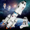 Herenear Fusée Jouet Espace, 5 en 1 Navette Spatiale Jouet - Effets Sonores Et Lumineux, Vaisseau Spatial avec Astronaute et Projecteurs, Jeu De Rôle Cadeau pour Enfants de 6 7 8 9 10 Ans