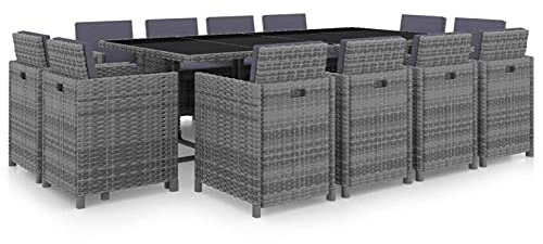 Camerina 13-TLG. Garten-Essgruppe mit Auflagen Poly Rattan Anthrazit Rattan Sofa Set Garten MöBel DraußEn