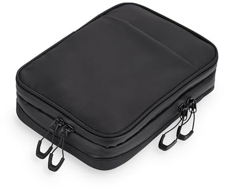 TROIKA Kabeltasche mit 2 Reißverschlussfächern Black Connected – 2 Innenfächer mit Netztaschen und Elastikbändern für Zubehör (Every Day Carry) – Stiftschlaufe – Tarpaulin (Plane) – schwarz