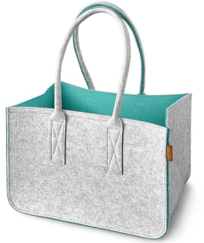 Miqio Design Filz Shopper | große Einkaufstasche mit Henkel und Innentasche | Shopping-Bag Einkaufskorb | Tragetasche aus Filz| Aufbewahrungskorb