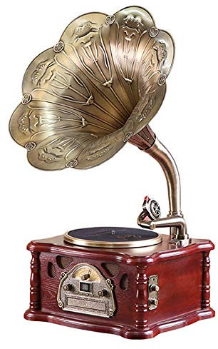 Lecteurs disques Vintage Gramophone Son sans Fil Bluetooth Maison Lecteur Disque 106s Vinyle Lecteur Disque Grande Corne rétro