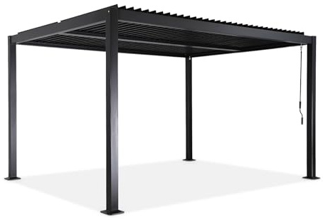 sweeek - Pergola bioclimatique Noir. Aluminium et Acier. 3x4m. Lames orientables