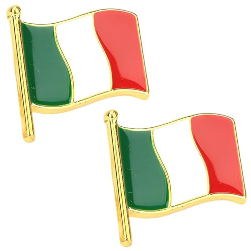 KOQAIIZ 2 Stück Anstecknadel, Italienische Flagge Pin Abzeichen Metall Emaille Revers Pin Brosche Italienische Flagge National Emblem Abzeichen Neuheit Zubehör