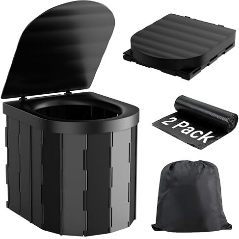 Foldable Toilet Compact Portable Toilet Potty Loo with Seat Outdoor Travel Camping Toilet with Lid Fishing Toilet, Campervan Toilet, Collapsible Toilet Bucket, Portable Loo, Camping Loo, Camping WC