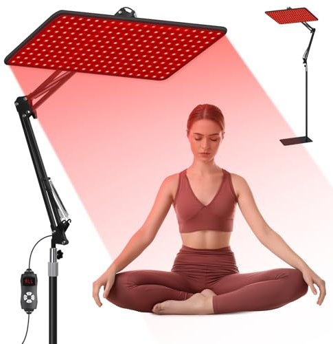 BEICHEN Terapia della luce rossa per corpo e viso, lampada per terapia della luce infrarossa con supporto stabile, Luce rossa 660nm, Pannello di terapia della luce infrarossa 850nm e 940nm,