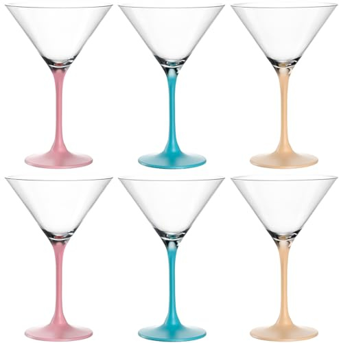 LEONARDO HOME Brera cocktailskålar, set om 6, diskmaskinssäkra cocktailskålar, högkvalitativa och moderna cocktailskålar, fashionabla och färgglada cocktailglas för hem, fester, 230 ml, 046982