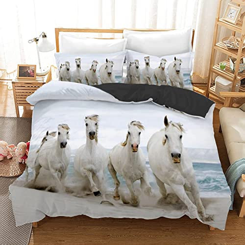CHCHNXY Bettwäsche 135x200,Pferd Flauschige Weich Microfaser Bettbezug Mit Reißverschluss,Für Kinder Jungen Mädchen Junge Bettwäsche-Sets(1*Kissenbezug 80x80cm