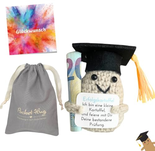 Pocket Hug Positve Potato Geldgeschenk Prüfung, Geschenk zur bestandenen Prüfung, Schulabschluss, Führerschein (Positive Potato Prüfung Geld)