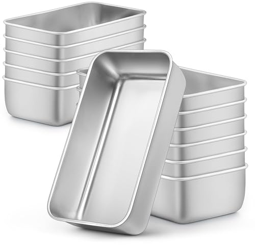 LIANYU Bread Loaf Pans Set of 12, 9x5 Inch Stainless Steel Bread Baking Pan | For Homemade Sourdough, Sandwich, Meatloaf, Easy Release, Dishwasher Safe, Bulk Set for Bakery & Commercial Use, Heavy Duty