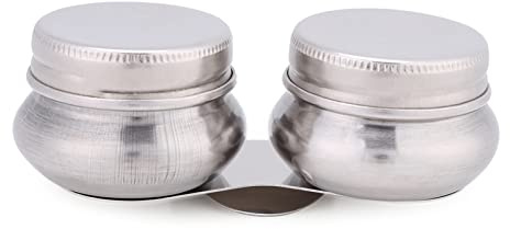 HAOHIZE Solvent Container with Lid, Large Mouth Double Dipper Palette Cup Stainless Steel Large Double Palette Cup Oil Paint Megilp Turpentine Solvent Container with Lid