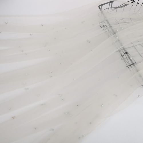 TMTGTS Brautschleier Langer Schleier mit Perlen mesh Braut Haarschleife Schleifenschleier Softtüll Bridal Tüll Hochzeitsschleier klassischer Schleier Tüll Perlenschleier für Cosplay Hochzeitsfeier