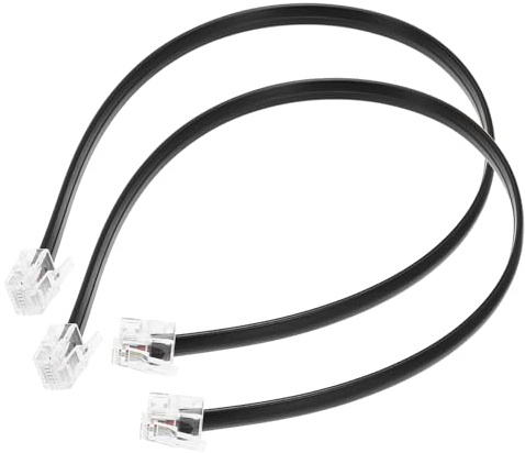 sourcing map 2 Pack Telephone Cord, 1ft Phone Cable RJ12 6P6C Male to Male Straight Wired Handset Cord for Home, Office, Black