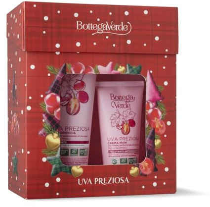 Bottega Verde - Cofanetto Regalo Uva Preziosa, con Bagnodoccia 200 ml e Crema Mani 75 ml, Vegano, Antiossidante e Vellutante, Idea Regalo