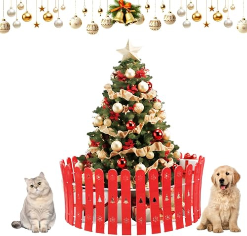 Recinzione per albero di Natale, rosso Recinzione per albero di Natale altezza 42 cm - Decorazione natalizia per esterni Recinzione per albero di Natale riutilizzabile come barriera per cani, gatti e