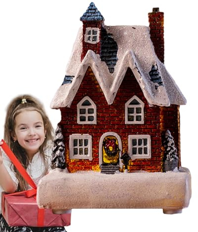 Genérico Pueblo Navideño | Casita Iluminada Pequeña | Decoración Coleccionable para Hogar en Festividades | Escaparate de Apartamento y Estante para Fiestas Invernales
