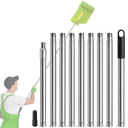 Paint Roller Extension Pole, 11.8ft/3.6m Lightweight Detachable Metal Pole, Thickened Stable Splicing Rod for Wall, Ceiling & Home Painting