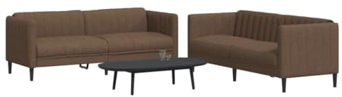RMIHSJG 2-TLG. Sofagarnitur Braun Stoff, strapazierfähige Polstergarnitur mit bequemer Sitzfläche für Wohnzimmer, 2 Sitzplätze, modernes Design, atmungsaktiv und langlebig, stabile