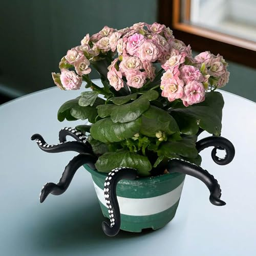 Generisch 7 Stück Leuchtende Oktopus-Tentakel, Deko-Stäbe für Blumentöpfe – Nachthimmel-Blau, Grusel-Garten Deko mit Saugnapf, Für Innen & Außen (B)