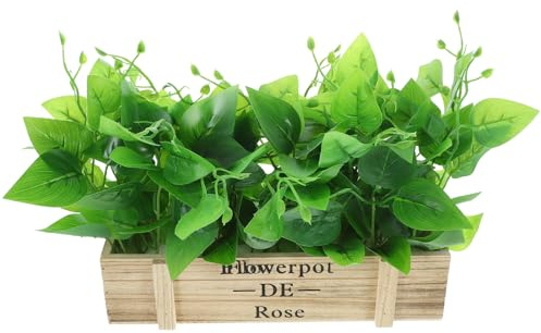 DECORNIJIA Artificial Golden Pothos Plant 30cm Faux Greenery in Decorative Pot Silk Leaf Indoor Home Décor for Living Room Table and Office Spring Display