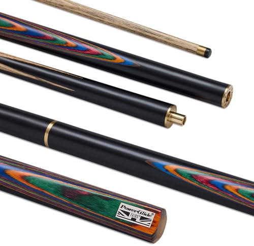 POWERGLIDE ExiOS, Stecca da Biliardo o Biliardo in Frassino, snodato a 3/4, Manico in Frassino, Testa impiombata a Mano, 540 g, Dimensioni 145 cm, Punta 9,5 mm, Multicolore