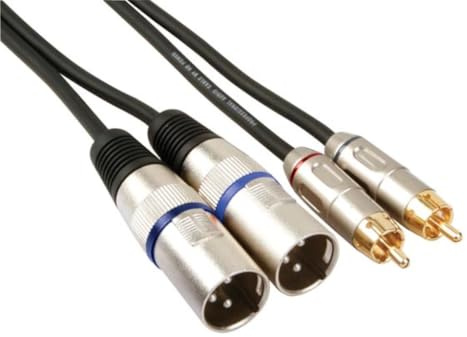 HQ-Power Câble XLR-RCA, 2 x XLR 3 broches, 2 x RCA mâle, 1 m, idéal pour la transmission sonore
