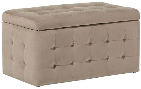 Hocker mit Stauraum Deckel Samt braun Bettbank Truhe Fußhocker Modern Michigan