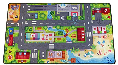 HuggyPlay Spielteppich Stadt Kinderteppich 90 x 150 cm