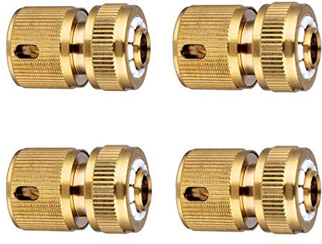 Tesmotor Laiton Raccord d'arrosage Rapides pour Tuyau, Raccord d'Arrosage 13 mm (1/2'') et 15 mm (5/8) - Pack de 4