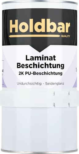 Holdbar Laminat Beschichtung weiß (Weißeste Farbe) 1 Kg - Laminat Farben - Schützt Laminat Boden - 2-Komponenten-PU-Beschichtung für Laminat - Verschiedene Farbe - Haftet direkt auf Laminat