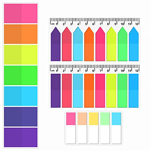 JANYUN Lot de 560 marqueurs de page adhésifs colorés pour marque-pages, notes adhésives translucides pour l'école, le bureau