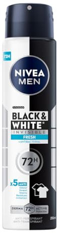 NIVEA Men Black&White 48H Invisible Fresh Antitranspirante Spray para hombre 250 ml