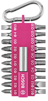 Bosch 21-teiliges Schrauberbit-Set mit Snap-hook (pink) Ausstellerversion