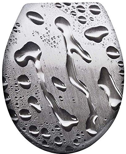 UISEBRT WC-Sitz mit Absenkautomatik Toilettensitz Premium Toilettendeckel Antibakteriell Klodeckel Klobrille aus Duroplast, Tautropfen