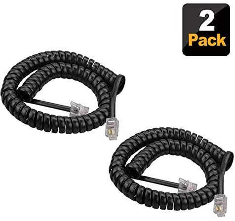 HAWAKA Telefonkabel, RJ9 (4P4C) Telefon Spiralkabel, 4Feet Telefonkabel Kabel für Festnetz-Telefon des Home Office, Verbinder weiß gewickelten Telefonhörer Kabel