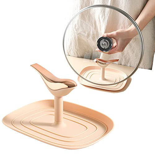 STARRY G Kitchen Utensils Rest with Lid Holder, Cooking Spoon Rest with Drip Pan, Heat-Resistant Pot Lid Holder Stand, Countertop Organiser Rack for Cooking Tools, Glossy Bird Flatware Tray Shelf -P