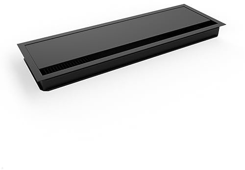 TecLines TKD015 Kabeldurchführung 120x360 mm mit Soft Close (schwarz), Kabeldose, Bürstendichtung, für mehrere Kabel