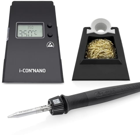 ERSA i-CON NANO MK2 ESD-lödstation 80 watt 150–450 °C digital lödstation med fjäderlätt och ergonomisk i-TOOL NANO MK2 lödkolv med TIP`N TURN växling + 1,6 mm lödspets med auto-standby