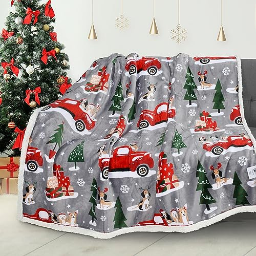Catalonia Classy Weihnachtswurf Sherpa Decke, Superweiche Flauschige Sherpa Throw TV Decke Dekorative Decke für Bett Couch Urlaub Dekoration, Weihnachtsmuster, 130 x 150 cm