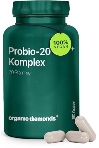 DAILY DIAMONDS® Probio-20 Kulturen Komplex, magensaftresistent & vegan - 180 Darmbakterien Kapseln u.a. mit Lactobacillus & Bifidobakterien - 20 Bakterienstämme mit Inulin - produziert in Österreich