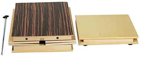 Cajon, Holz-Trommelbox für Erwachsene – Handtrommel, faltbar, Gummibasis, Naturholzfarbe, interne Gitarrensaiten, Percussion-Instrument, 30 x 30 x 48 cm