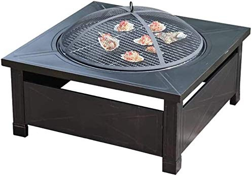 Fire Pits Outdoor Wood Burning Large Bonfire Wood Burning Patio Coal Grill Firepit for Outside Grill Charcoal Smokeless Grill with Spark Screen Poker with Cover BBQ Cooking for Outside Camping Backyar
