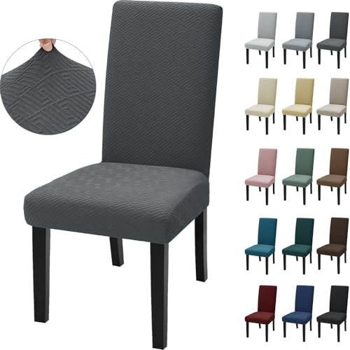 Ystyle Universale Stretch Stuhlhussen 2er Set, Grau | Elastische Stuhlbezüge, Moderner Hussen für Stühle, Waschbar Chair Covers, Komfort-Stuhl Überzug für Esszimmer Restaurant